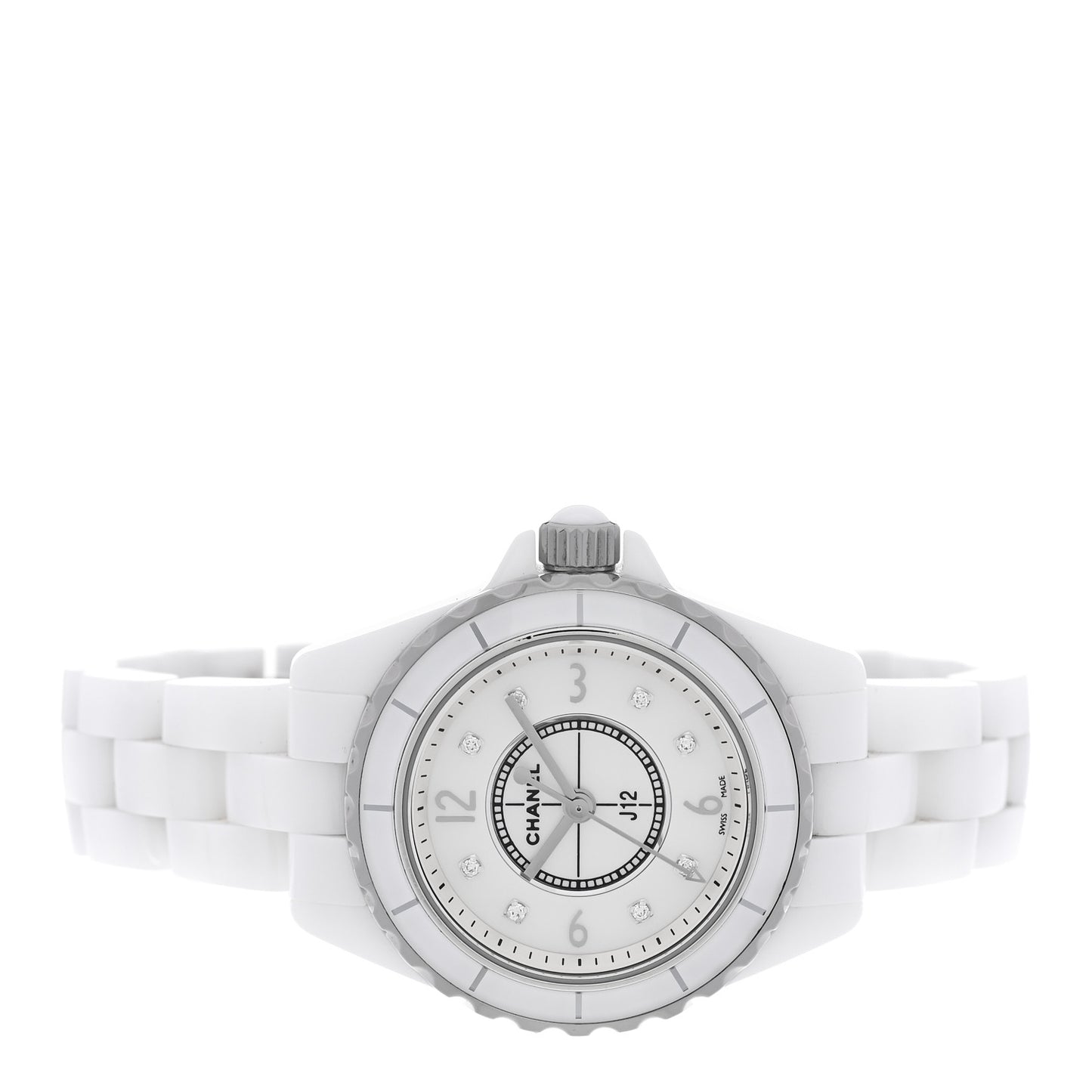 Stainless Steel Ceramic Diamond Mother of Pearl 29mm J12 Quartz Watch White