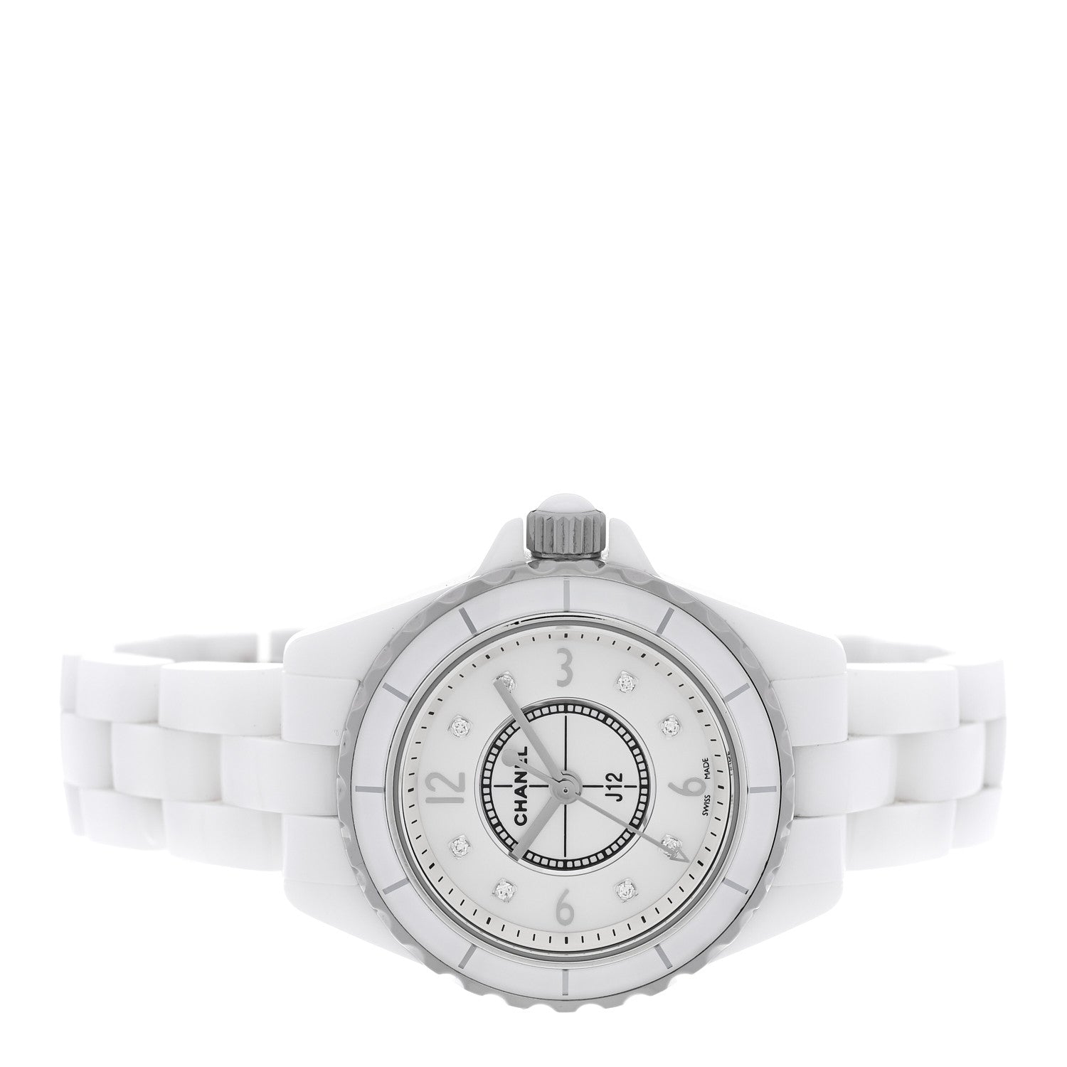 Chanel Stainless Steel Ceramic Diamond Mother of Pearl 29mm J12 Quartz Watch White 2 of 4