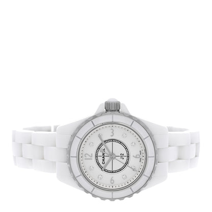 Chanel Stainless Steel Ceramic Diamond Mother of Pearl 29mm J12 Quartz Watch White 2 of 4