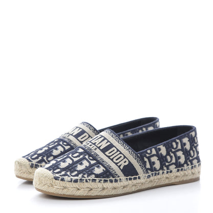 Christian Dior Oblique Embroidered Granville 15mm Espadrilles 38.5 Deep Blue 3 of 7