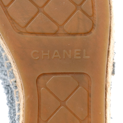 Chanel Fabric Grosgrain CC Espadrilles 38 Blue Light Gray Black 7 of 8