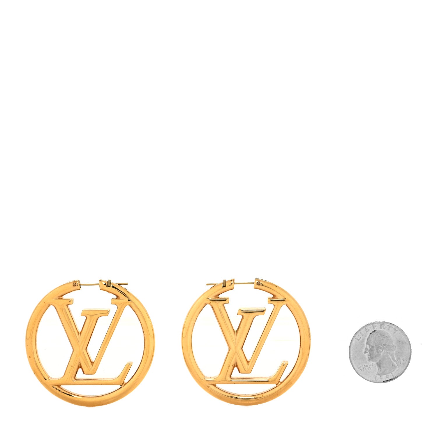 Louis Vuitton Metal Louise Hoop Earrings Gold 2 of 4