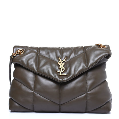 Saint Laurent Lambskin Quilted Medium Loulou Puffer Monogram Chain Satchel Seaweed 1 of 12