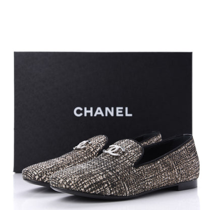 Chanel Fantasy Fabric Grosgrain CC Mocassin Loafers 37 Pink Black 12 of 12
