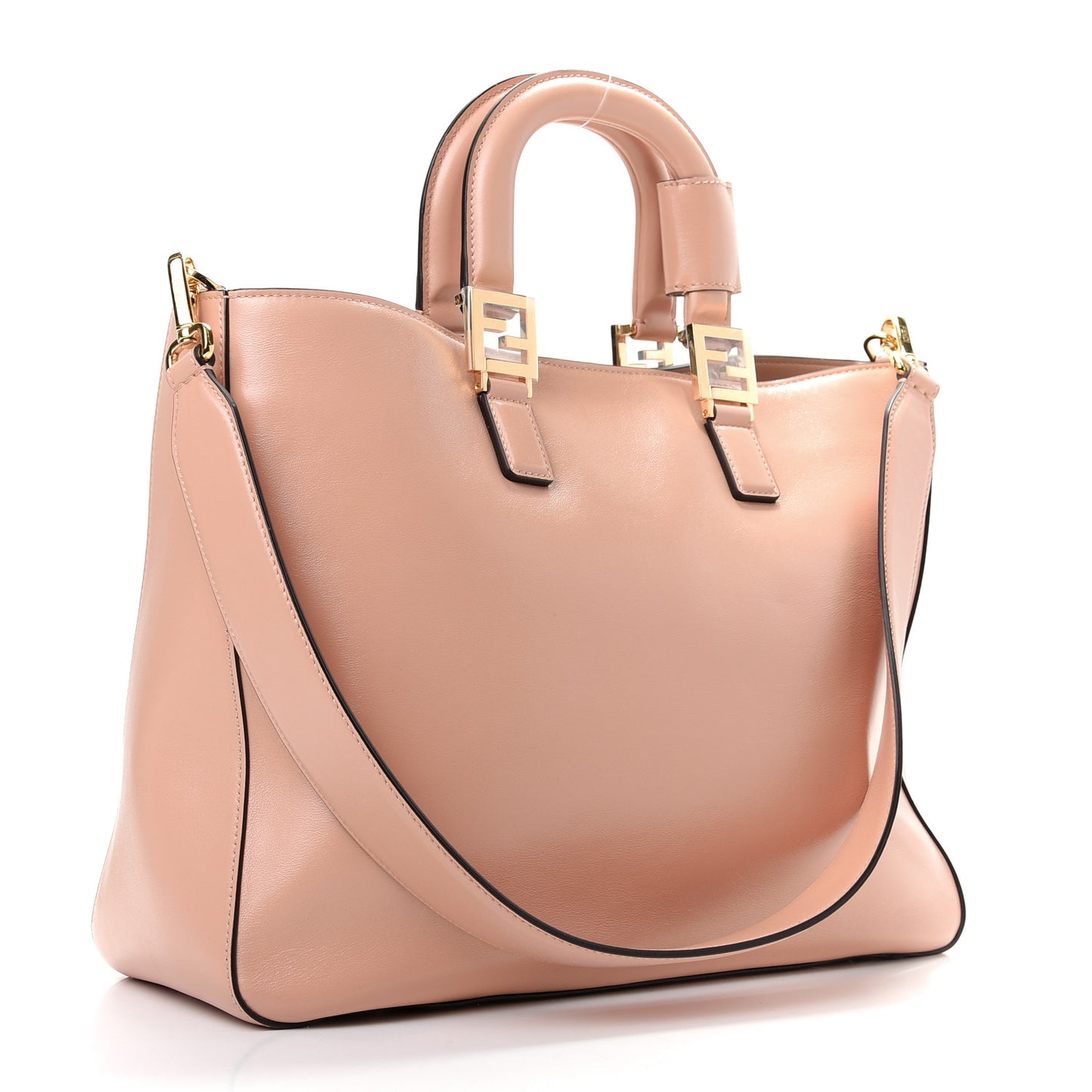 Vitello Glacier Medium FF Tote Rosa Bourbon