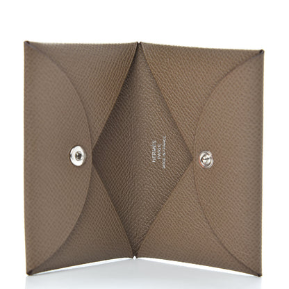 Hermes Epsom Calvi Card Case Etoupe 5 of 8