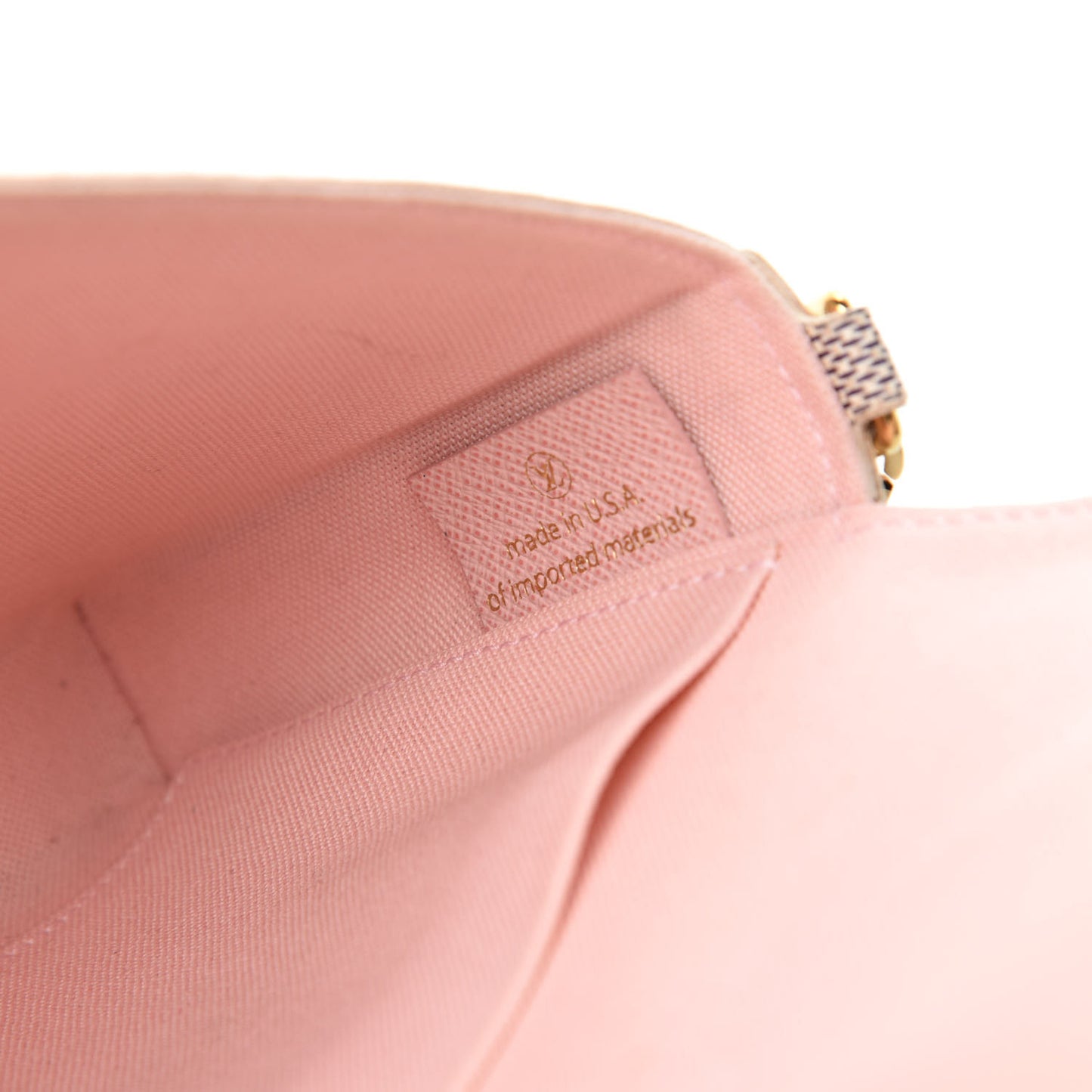 Damier Azur Pochette Felicie Chain Wallet Rose Ballerine