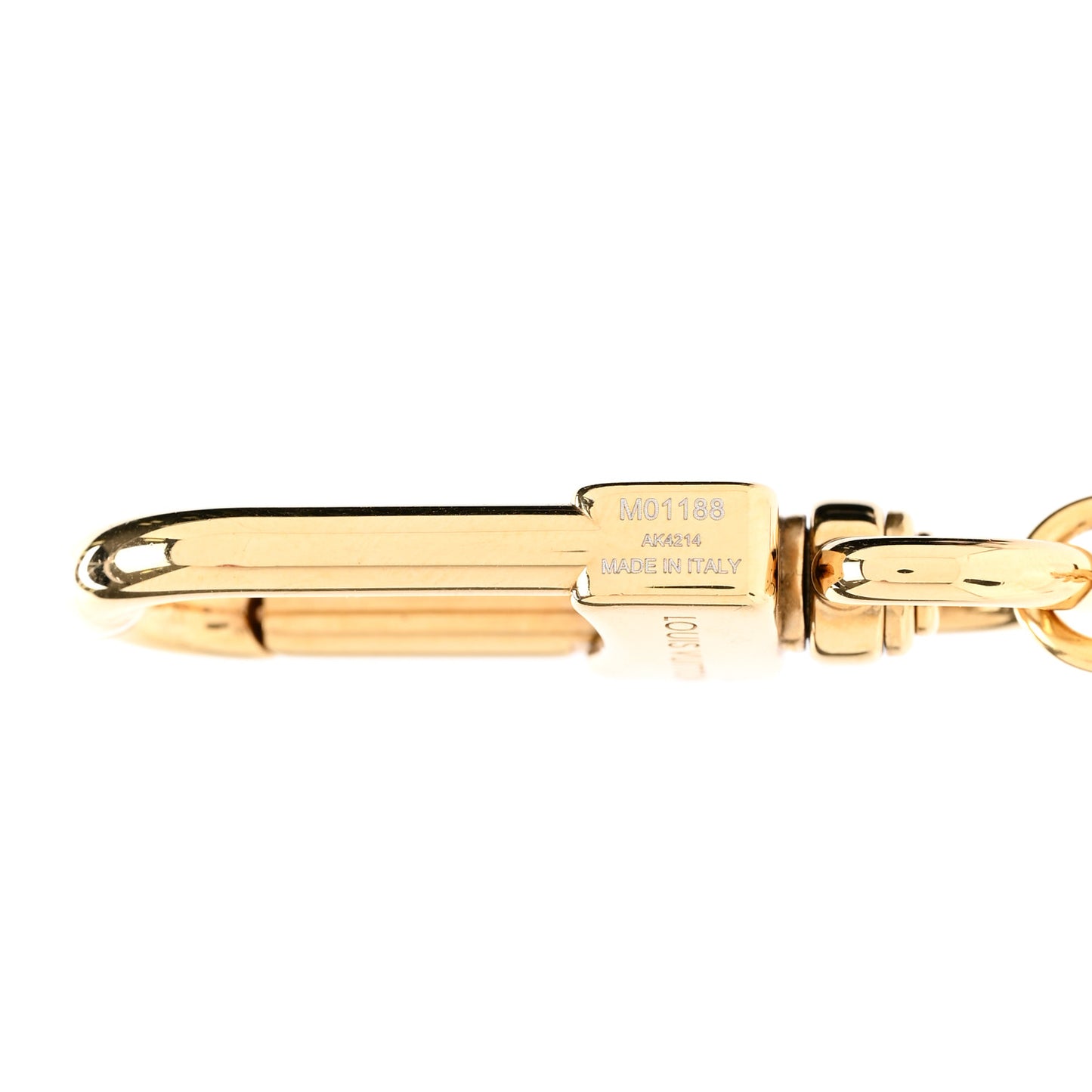 Brass Enamel Fleur De Monogram Bag Charm Chain Gold