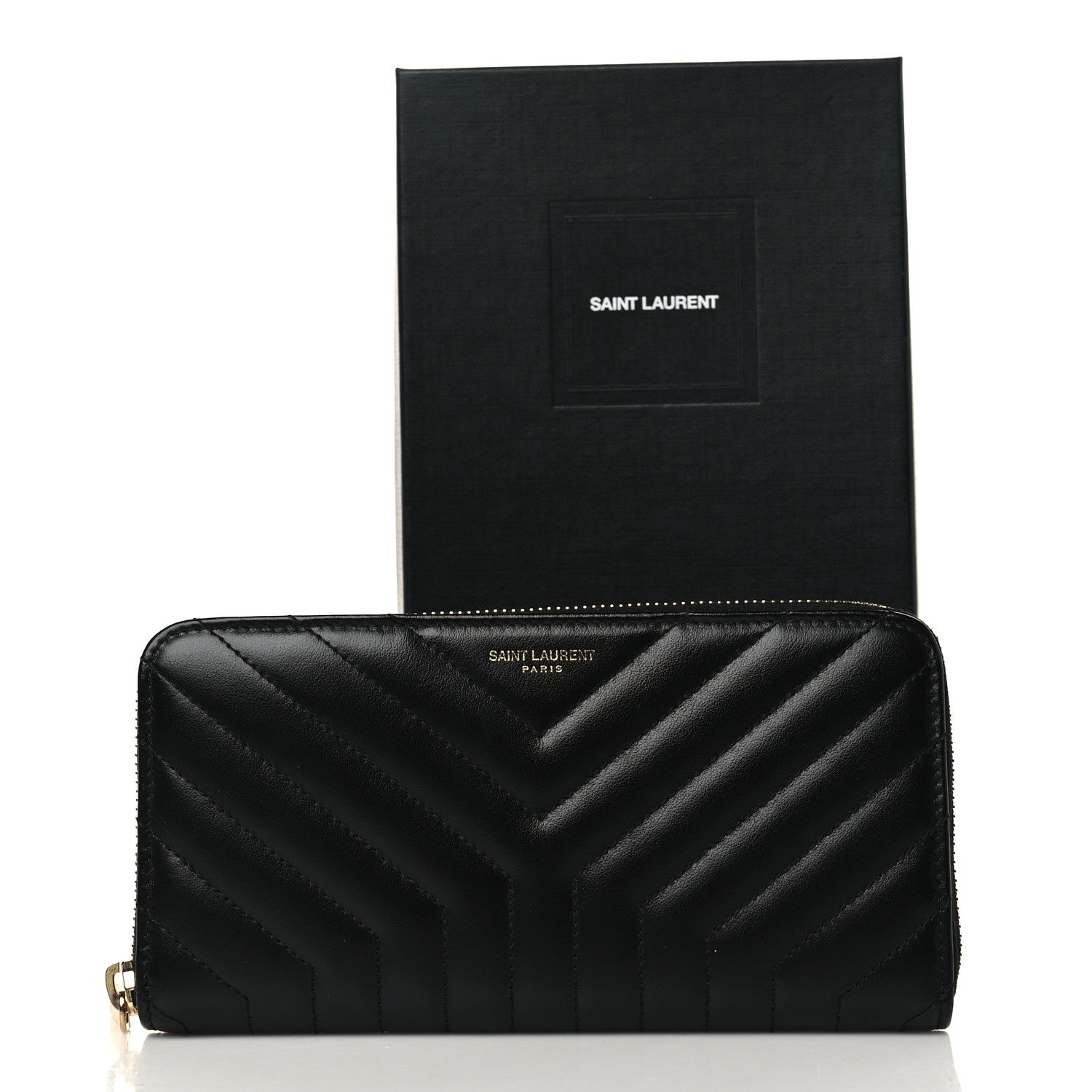 Saint Laurent Calfskin Y Quilted Joan Zip Around Wallet Black 7 of 7