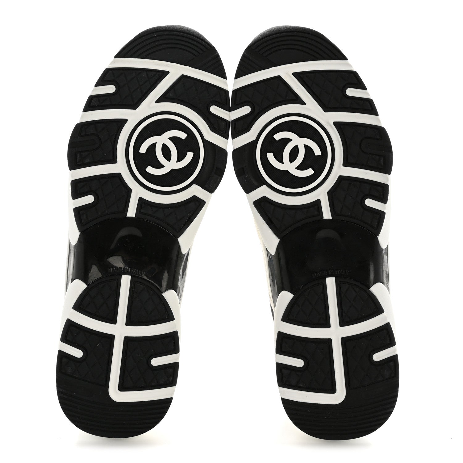 Chanel Mesh Suede Grained Calfskin Womens CC Sneakers 38.5 White Black 6 of 10