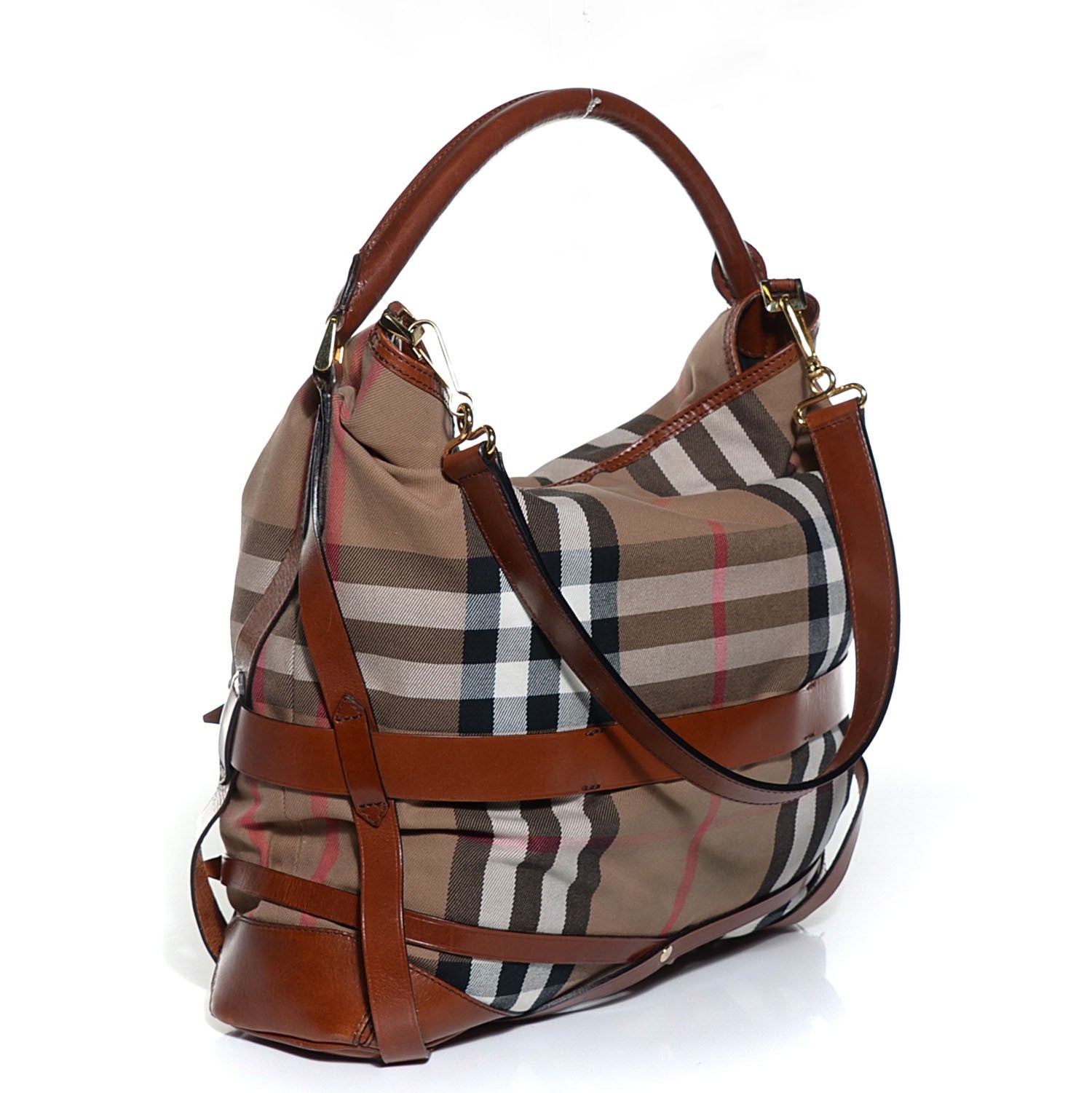 Burberry House Check Bridle Calfskin Medium Gosford Hobo Dark Tan 3 of 12
