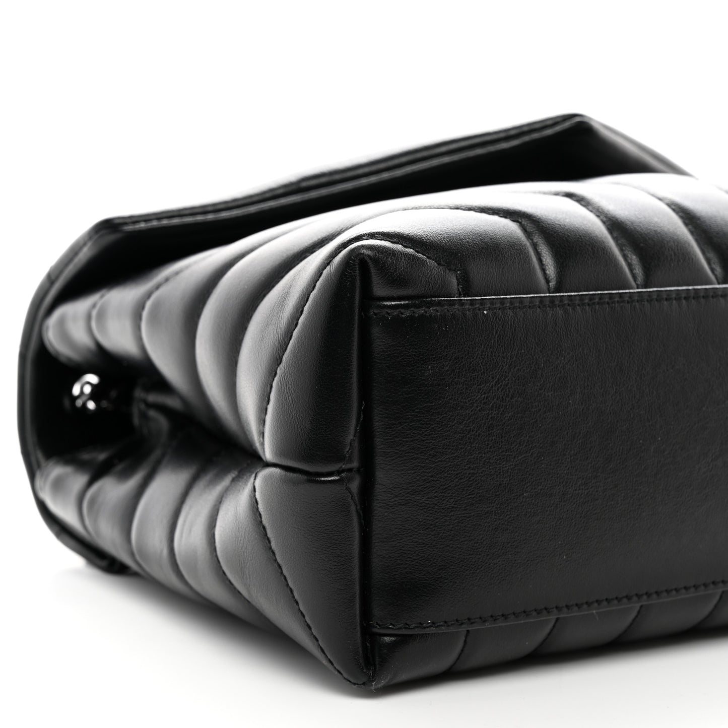 Calfskin Y Quilted Monogram Monochrome Small Loulou Chain Satchel Black