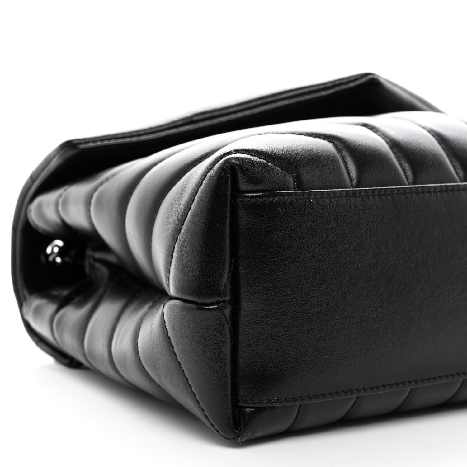Saint Laurent Calfskin Y Quilted Monogram Monochrome Small Loulou Chain Satchel Black 10 of 11