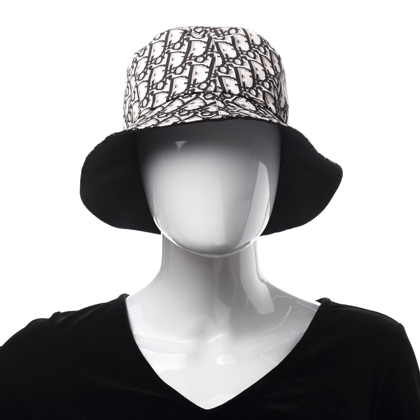 Polyester Cotton Oblique Teddy-D Brim Bucket Hat 58 Black