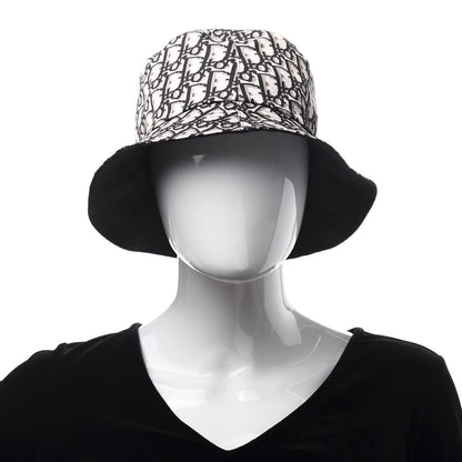 Christian Dior Polyester Cotton Oblique Teddy-D Brim Bucket Hat 58 Black 2 of 12