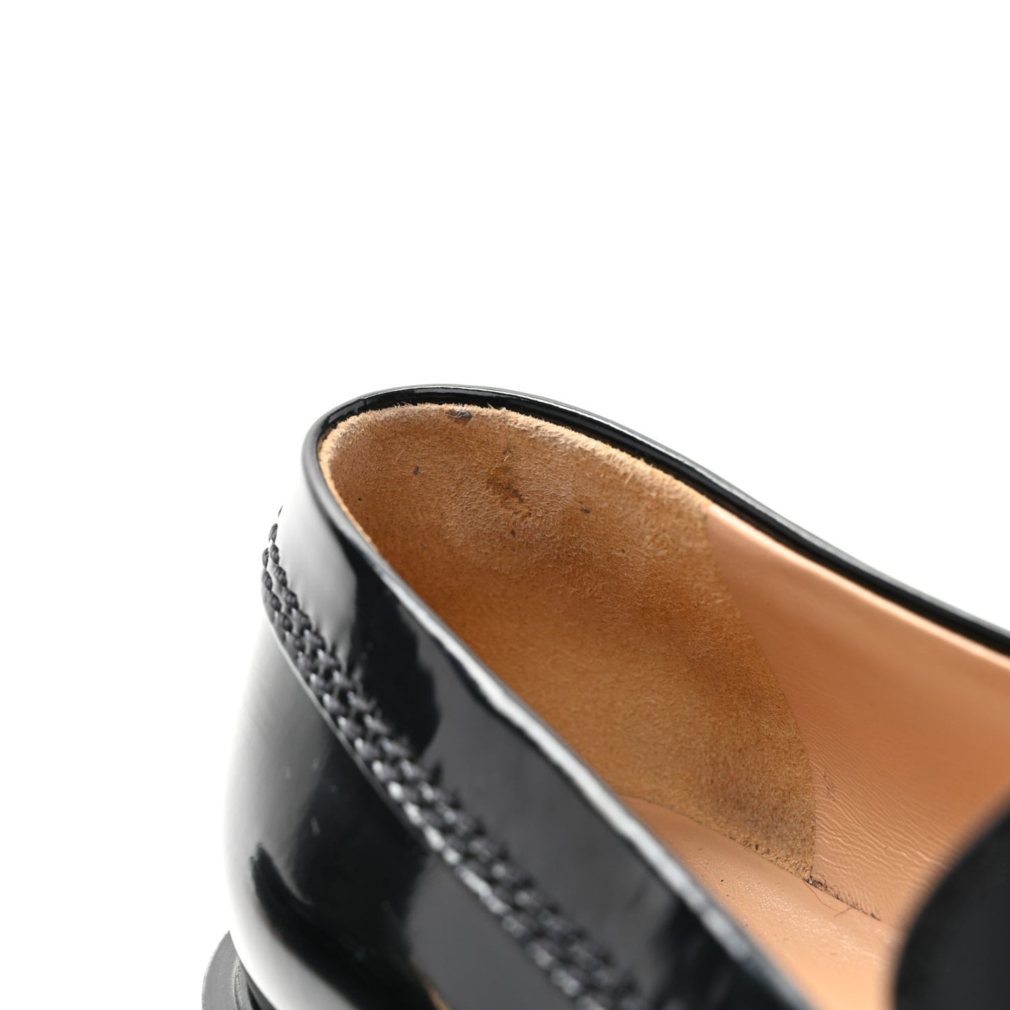 Shiny Calfskin Logo Loafers 38 Black