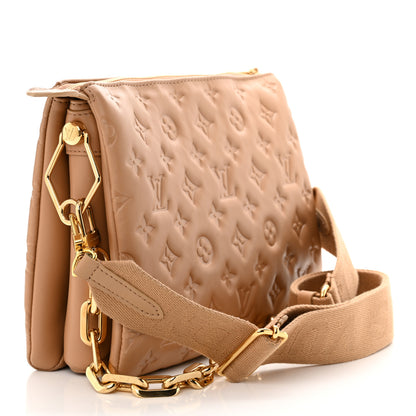 Louis Vuitton Lambskin Embossed Monogram Coussin PM Camel 3 of 9
