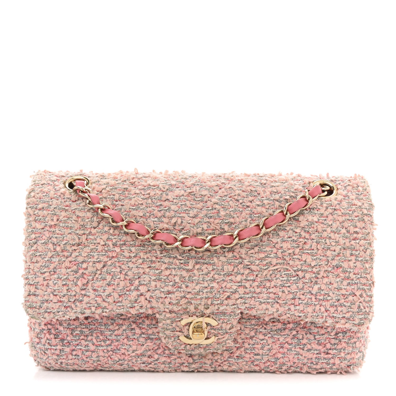 Chanel Tweed Medium Double Flap Pink 2 of 23
