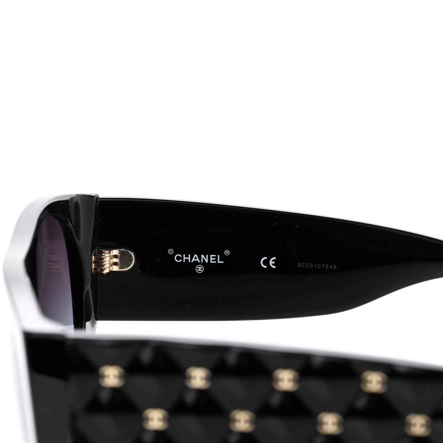 Acetate Quilted CC Pilot Sunglasses 71465 Black