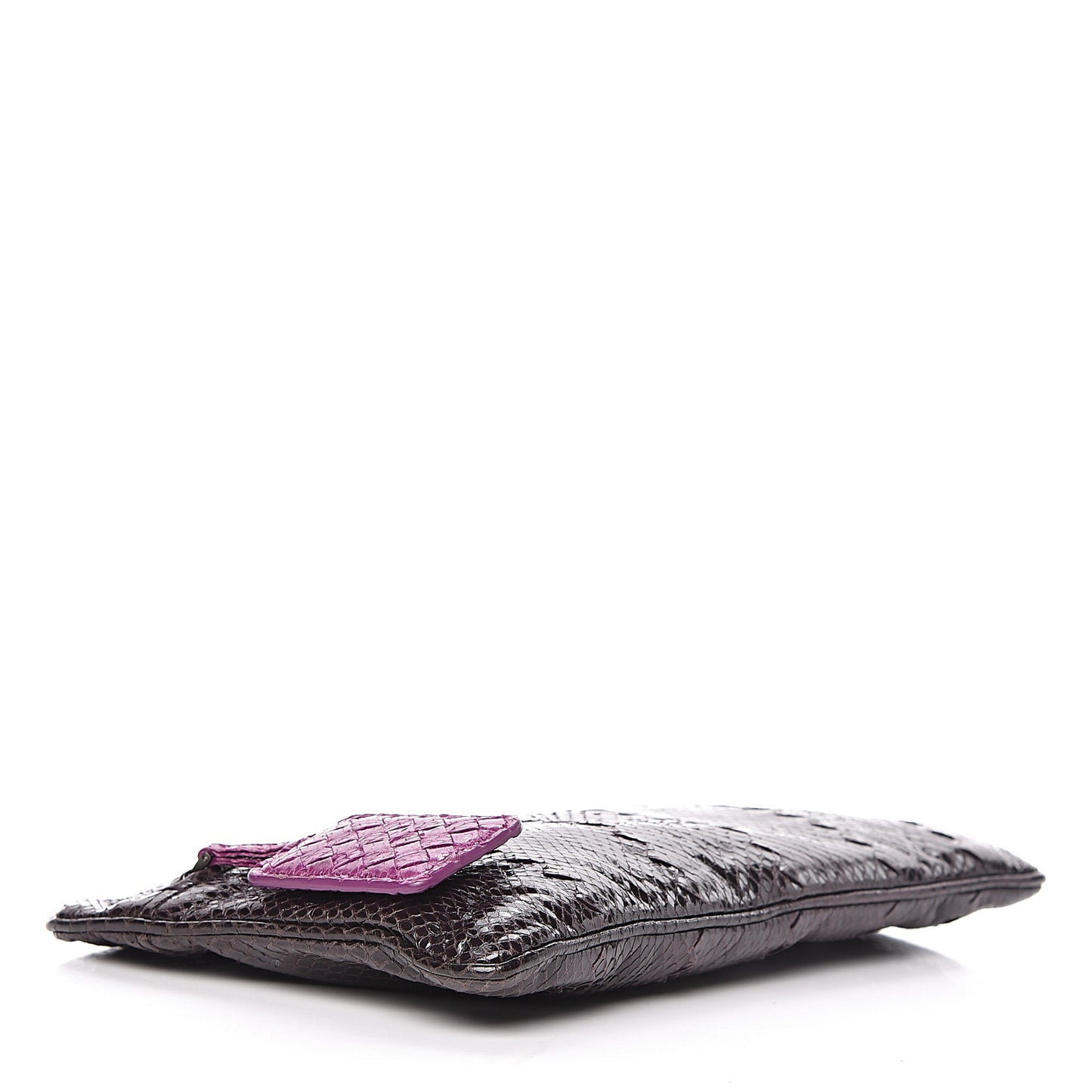 Ayers Snakeskin Flat Clutch Plum