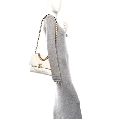 Chanel Goatskin Quilted Large Chanel 19 Flap White 3 of 19