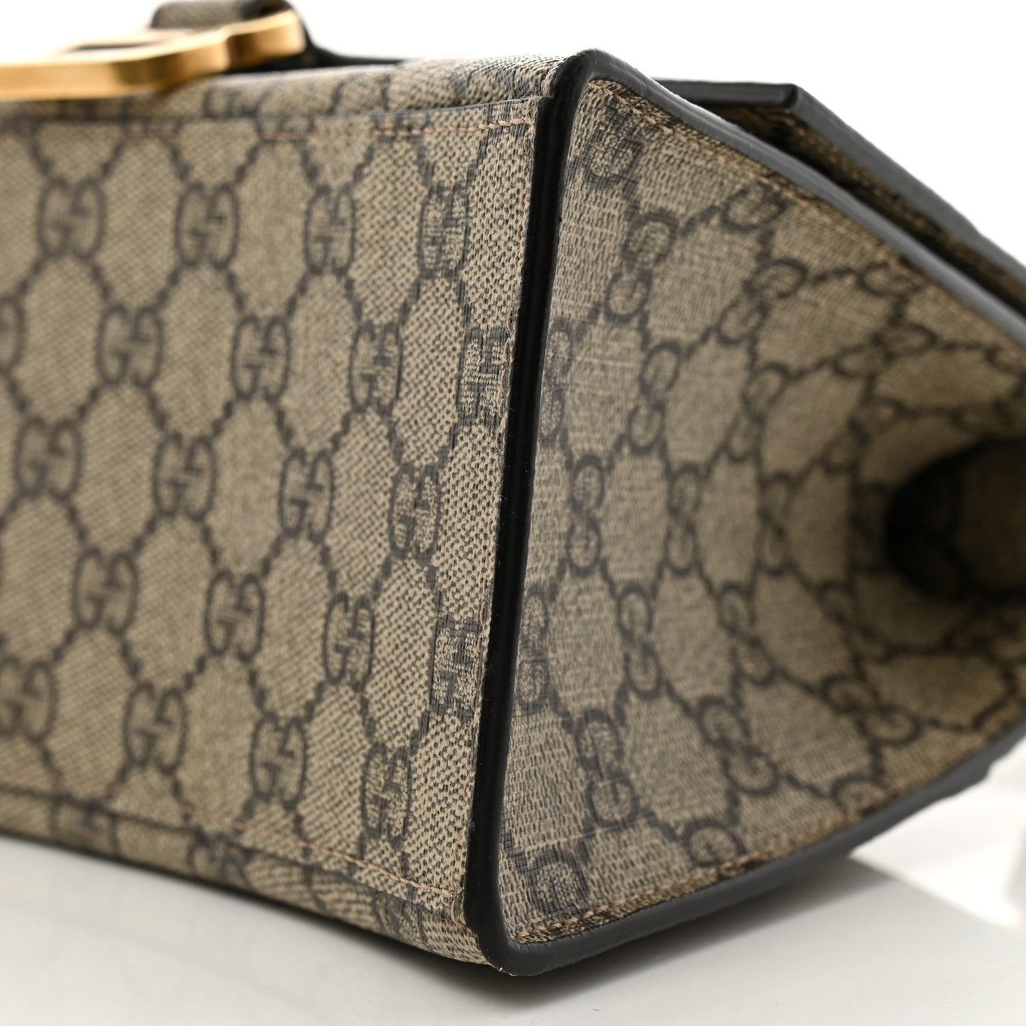 X GUCCI GG Supreme Monogram Small Hourglass Top Handle Bag Beige Ebony