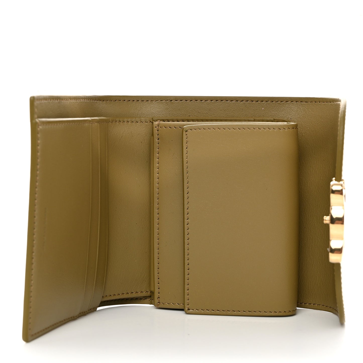 Shiny Smooth Lambskin Small Triomphe Wallet Olive