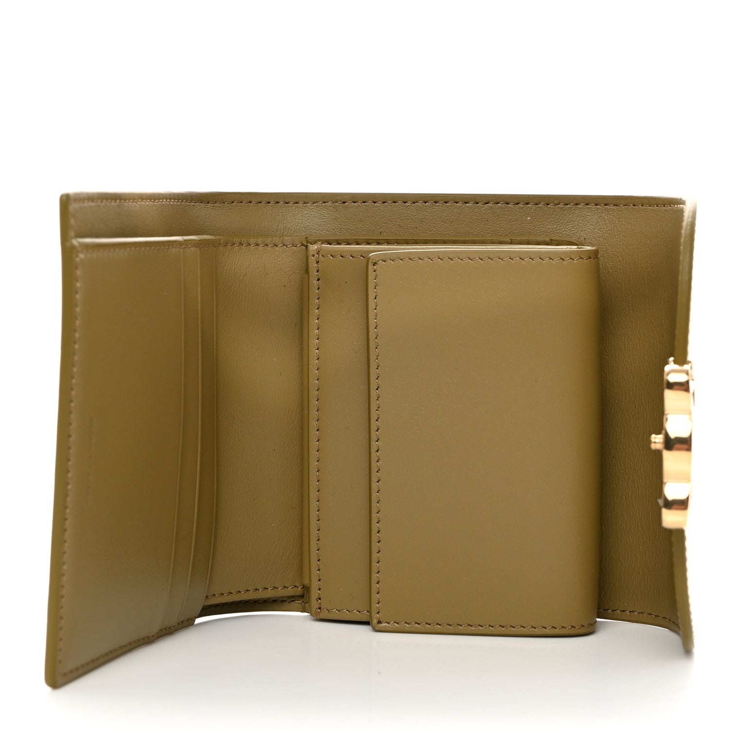 Celine Shiny Smooth Lambskin Small Triomphe Wallet Olive 5 of 8