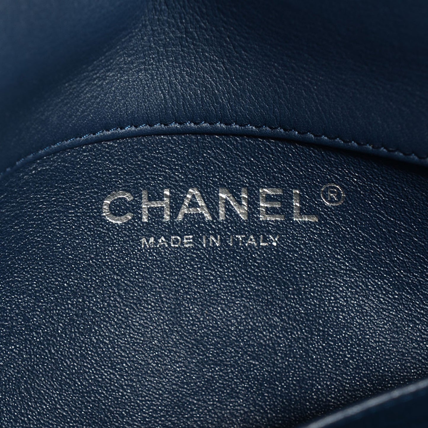 Patent Chevron Quilted Extra Mini Flap Dark Blue