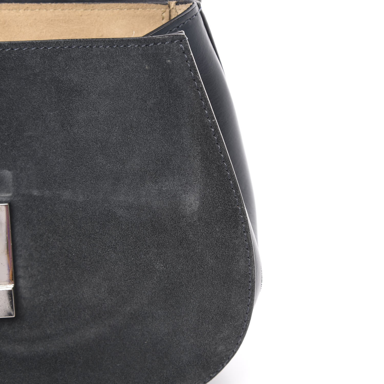 Chloe Suede Smooth Calfskin Drew Shoulder Bag Silver Blue 12 of 16