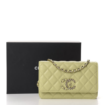 Chanel Caviar Quilted French New Wave Chain CC Wallet On Chain WOC Light Green 12 of 12