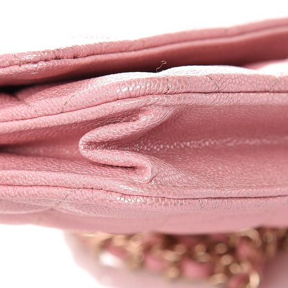 Chanel Iridescent Caviar Quilted Wallet on Chain WOC Rose Pink 9 of 11