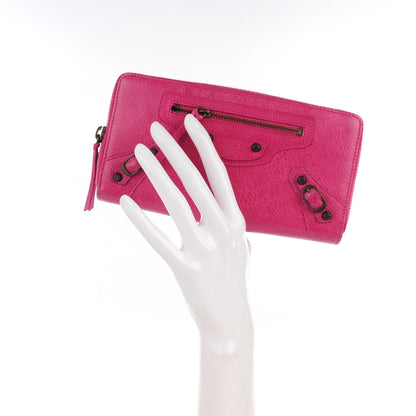 Balenciaga Agneau Classic Hardware Continental Zip Around Wallet Cyclamen 2 of 8