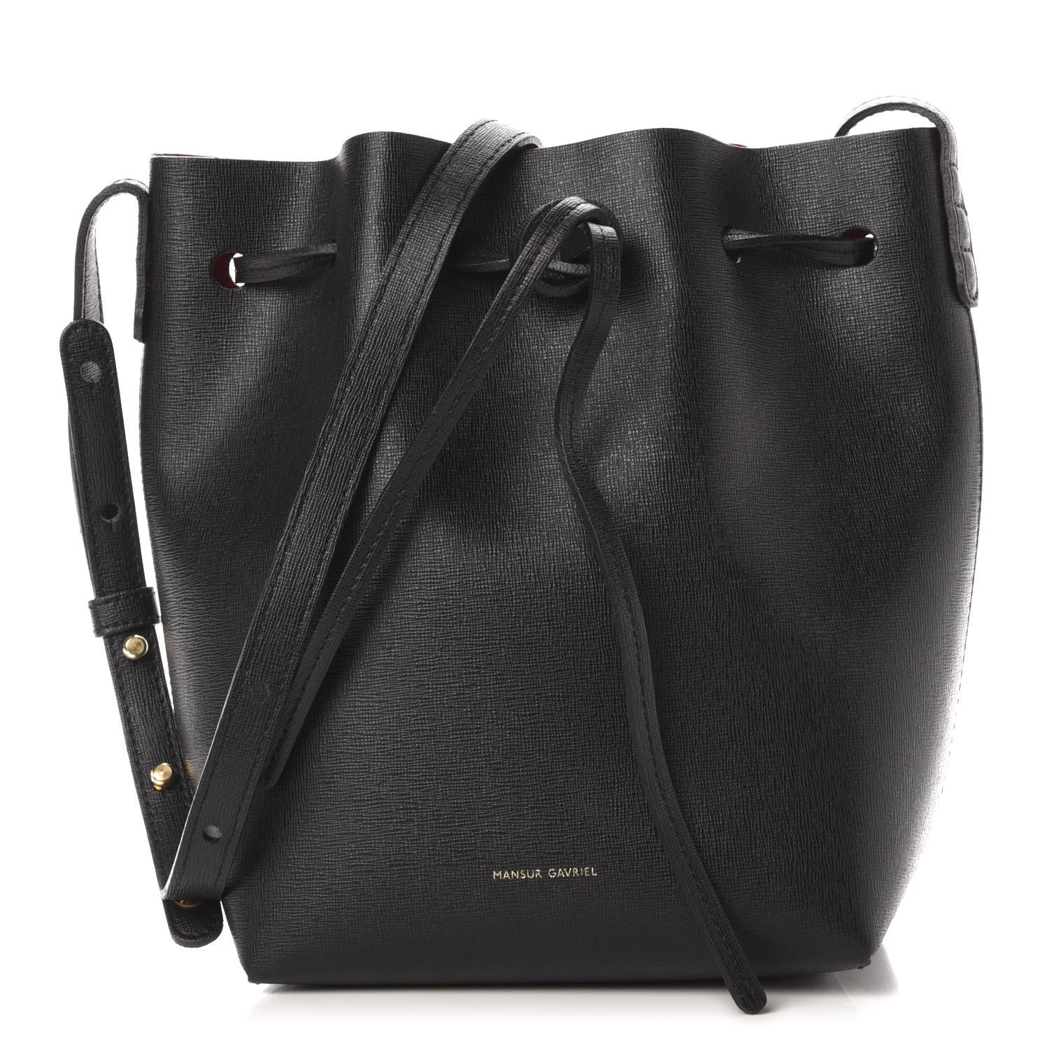 Mansur Gavriel Saffiano Mini Bucket Bag Black Flamma 1 of 9