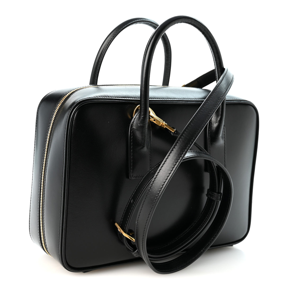 Saint Laurent Smooth Calfskin Small SLP Bauletto Bag Black 3 of 10