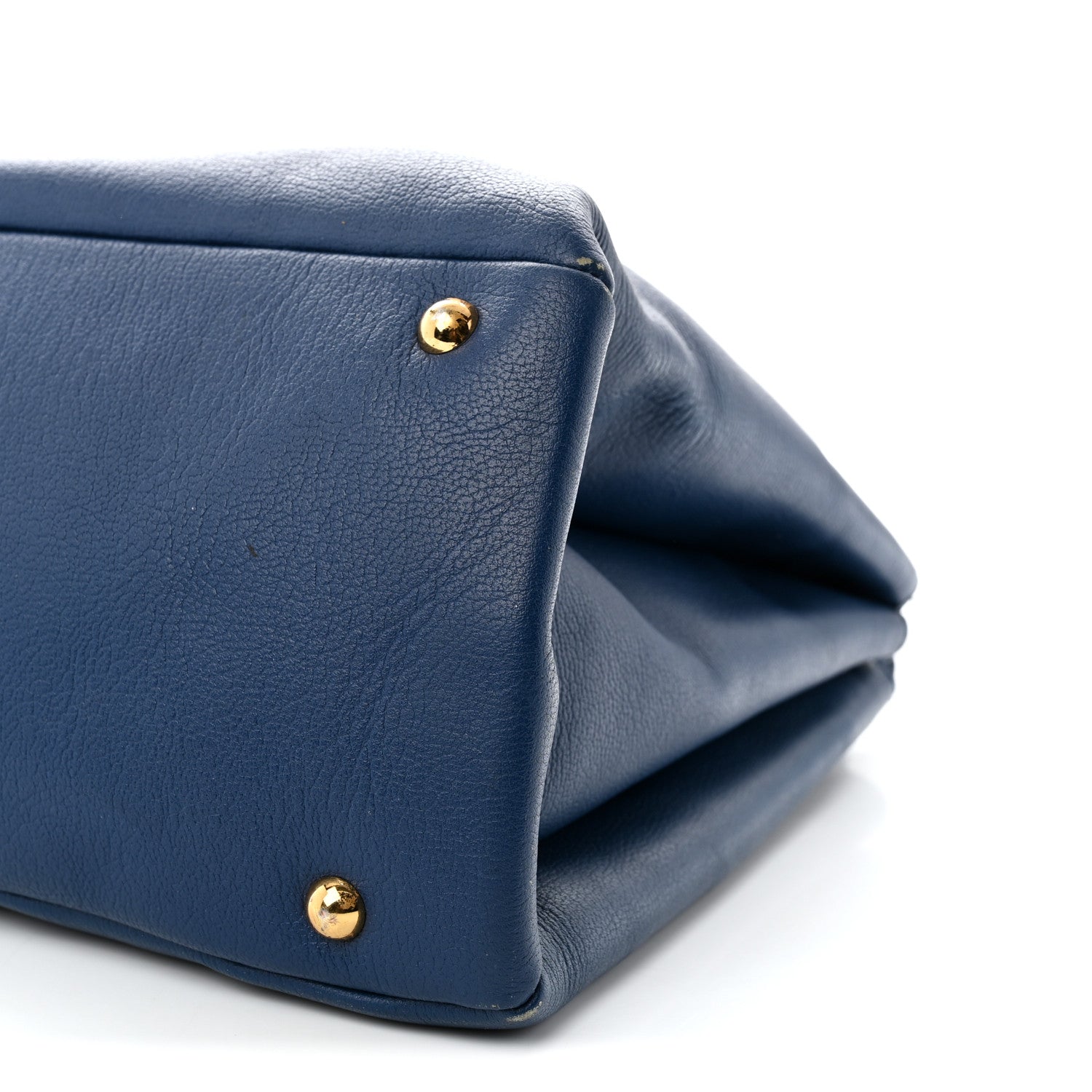 Miu Miu Goatskin Madras Top Handle Double Zip Tote Blue 10 of 13