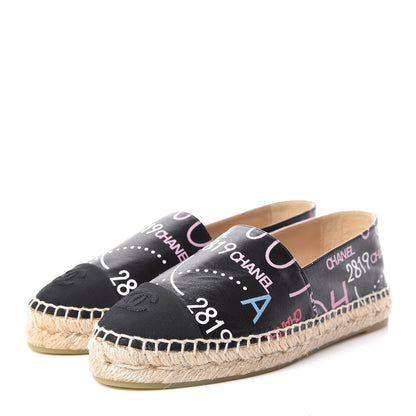 Chanel Lambskin Grosgrain Printed Espadrilles 37 Multicolor Black 3 of 10