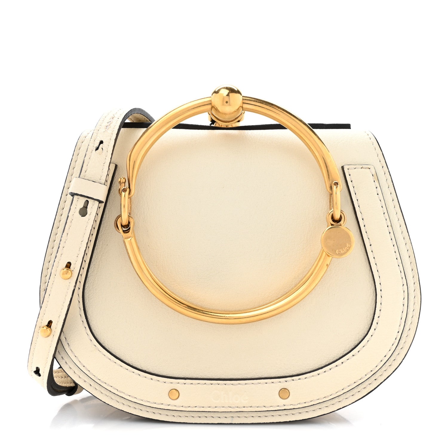 Chloe Calfskin Suede Small Nile Bracelet Bag Off White 1 of 18
