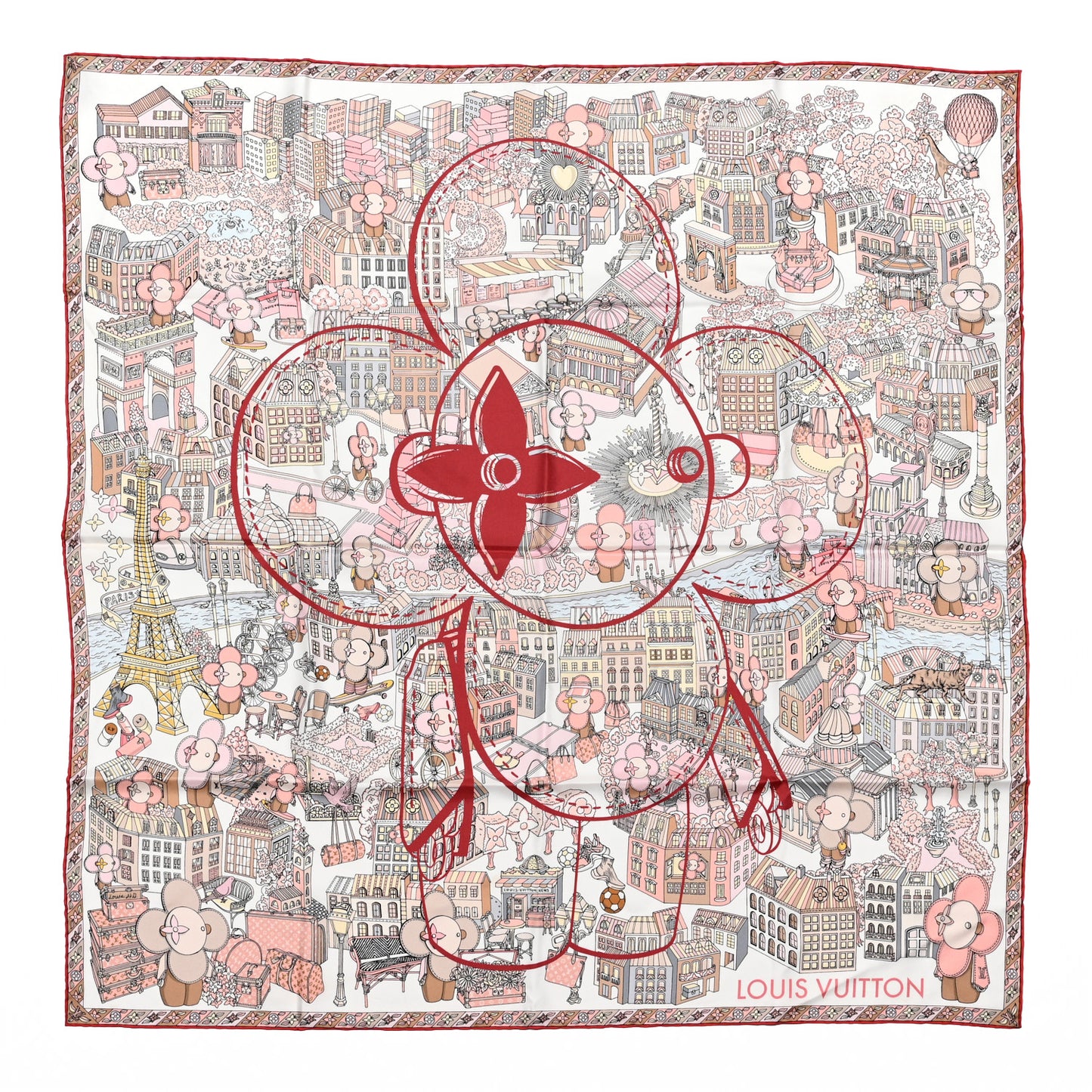 Silk Cache Cache Square 90 Scarf Pink
