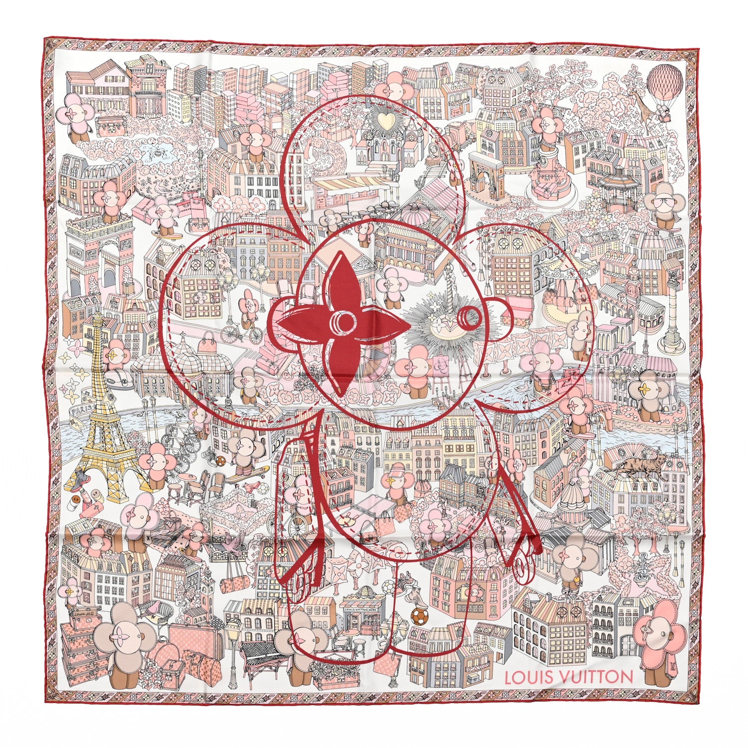 Louis Vuitton Silk Cache Cache Square 90 Scarf Pink 1 of 4