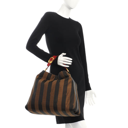 Fendi Pequin Cuoio Vegetale Large Hobo Tobacco Rosso Black 2 of 8