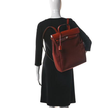 Hermes Military Toile Vache Hunter Herbag a Dos Zip Retourne Backpack Rouge H 2 of 10