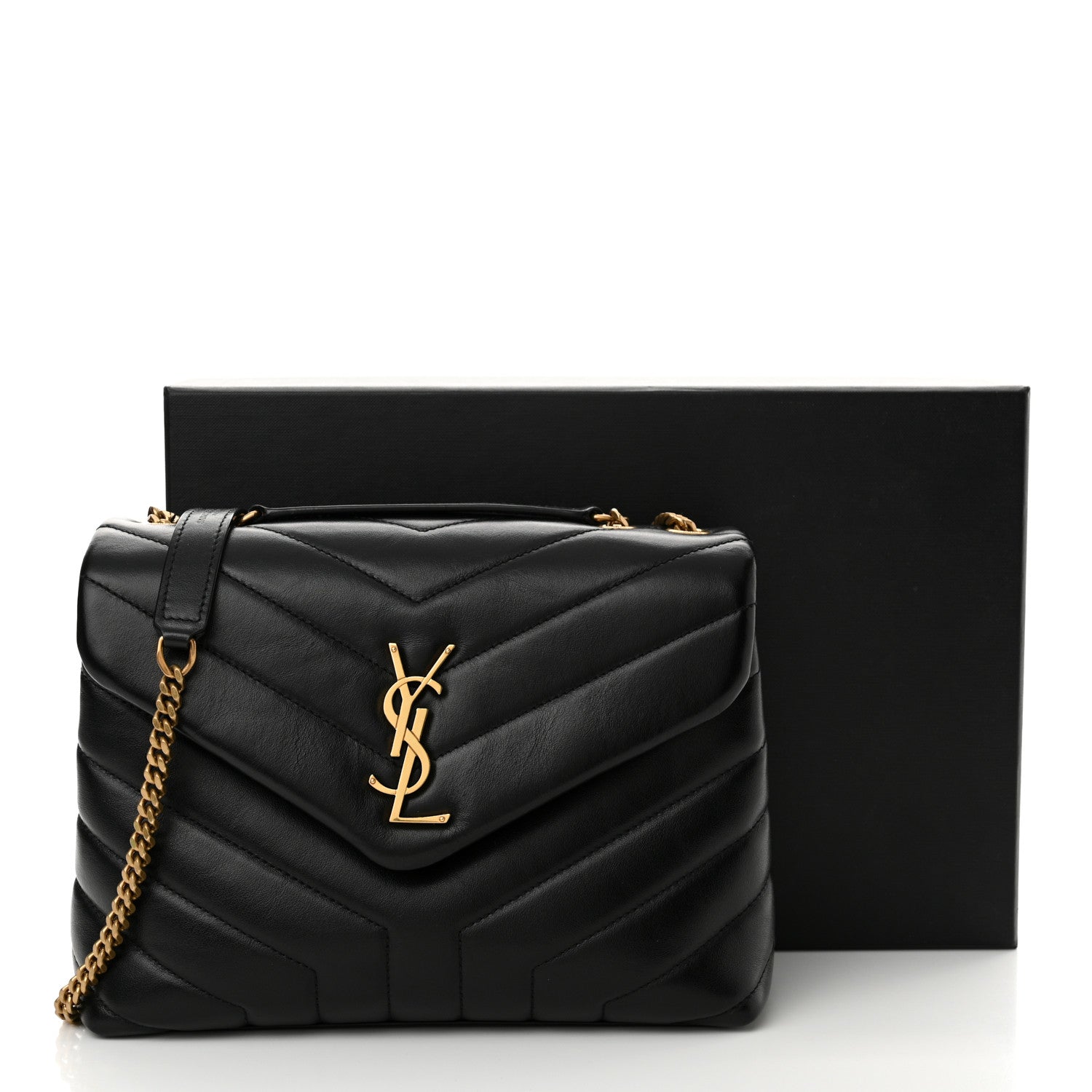 Saint Laurent Calfskin Y Quilted Monogram Small Loulou Chain Satchel Black 11 of 11