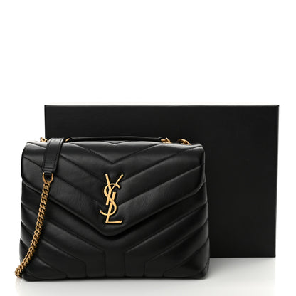 Saint Laurent Calfskin Y Quilted Monogram Small Loulou Chain Satchel Black 11 of 11