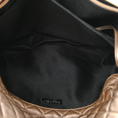 Chanel Metallic Calfskin Quilted XXL Travel Flap Bag Gold 6 of 12