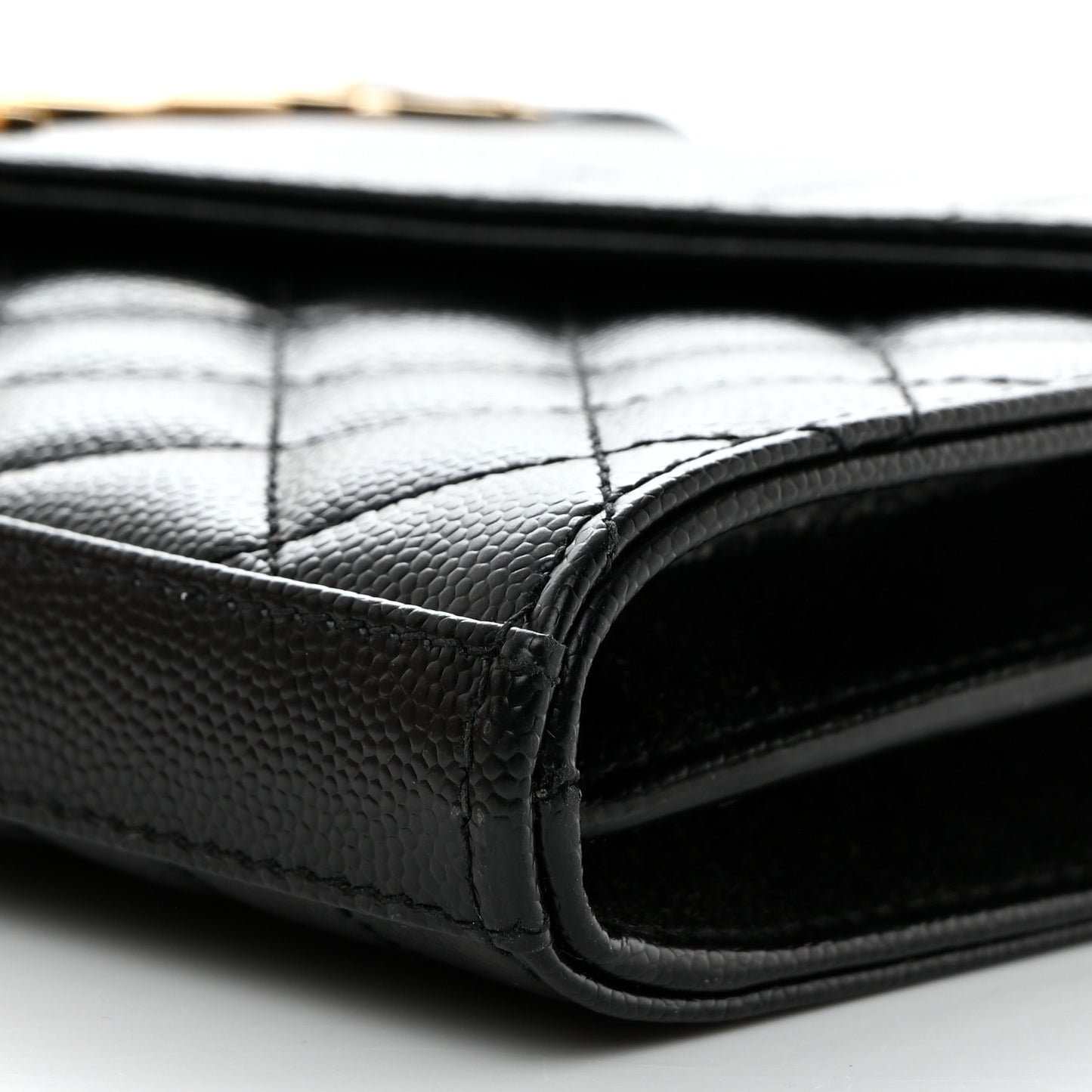 Grain De Poudre Mixed Matelasse Triquilt Monogram Chain Wallet Black