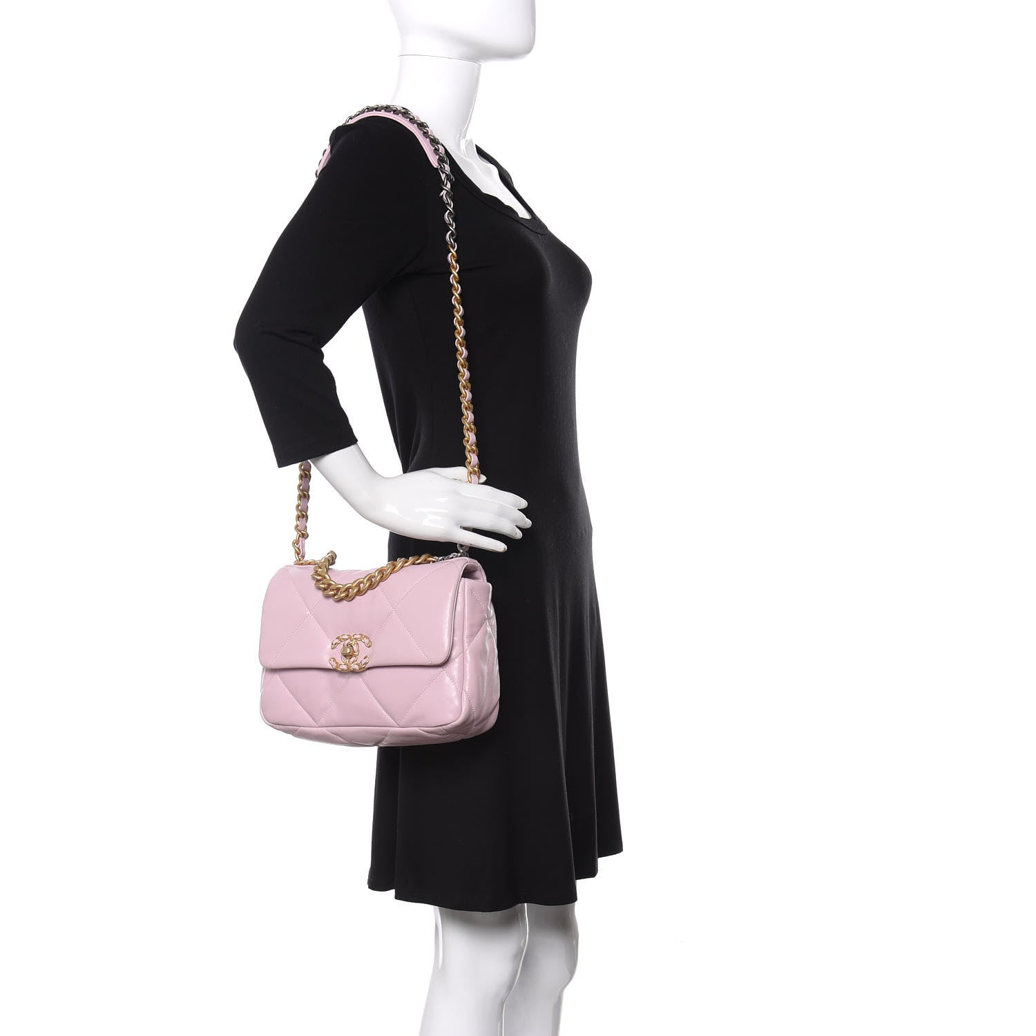 Chanel Lambskin Quilted Medium Chanel 19 Flap Light Pink 2 of 11