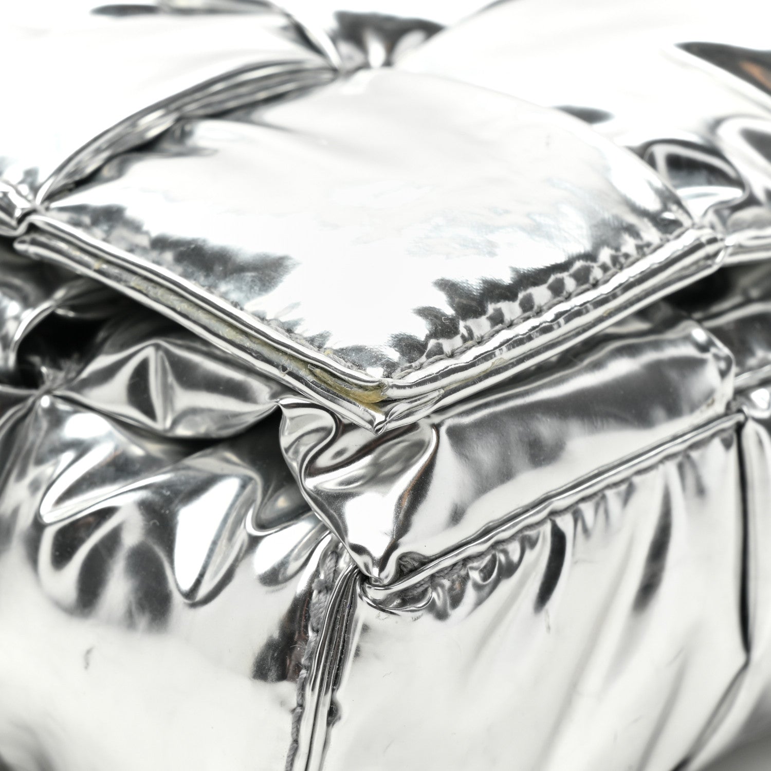 Bottega Veneta Metallic Lambskin Maxi Intrecciato Padded The Belt Cassette Bag Silver 10 of 13