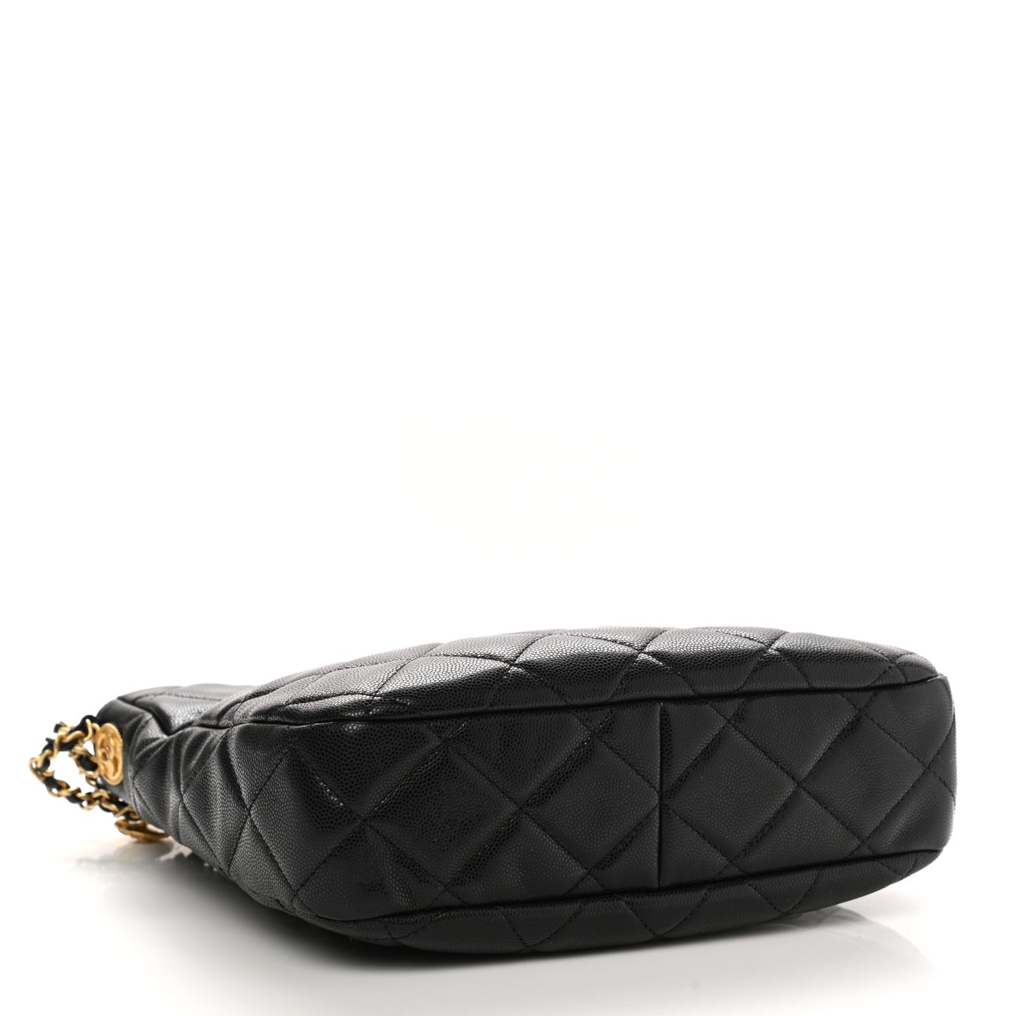 Caviar Quilted Twist Your Buttons Hobo Black