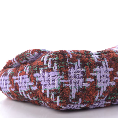 Chanel Tweed Quilted Large 19 Flap Red Purple Green 6 of 10